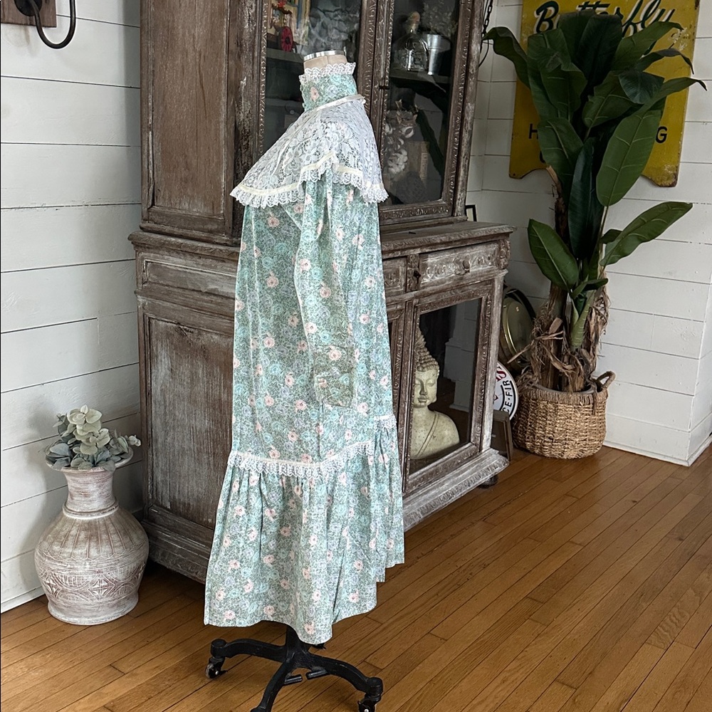 GUNNE SAX VINTAGE FLORAL DRESS LACE TRIM XL * POCKETS EXCELLENT - Picture 4 of 7